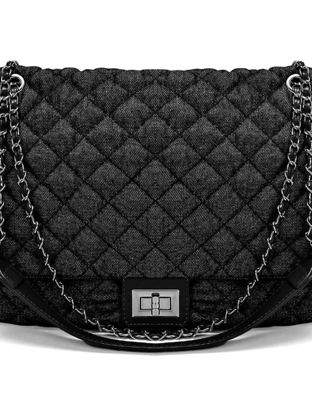 Quilted Denim Purse Hobo Shoulder Bag Denim Handbags for Women Chain Vintage Was